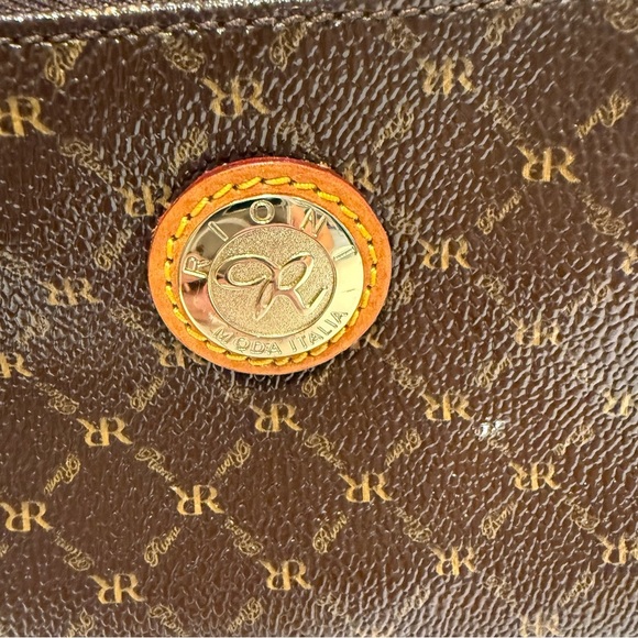 RIONI Signature Dome Handle/shoulder Bag Brown Canvas W/ Tan Leather Trim NEW! - Picture 5 of 15